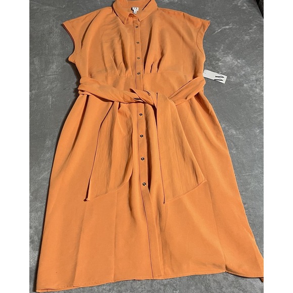 Worthington Tops - Worthington Dress‎  Womens 2X Orange Button Up Tie Waist Beach Boho Coastal